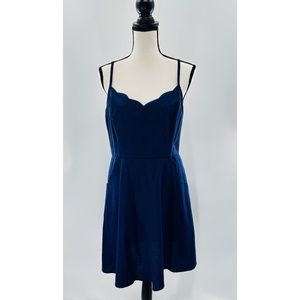 Market & Spruce Crisis Scallop Detail Linen Spaghetti Strap Midi Dress, NWT